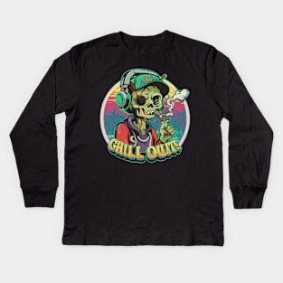 Chill Out: Hip Hop Zombie Art Piece Kids Long Sleeve T-Shirt